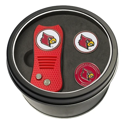 Louisville Cardinals Divot Tool & Ball Markers Personalized Tin Gift Set