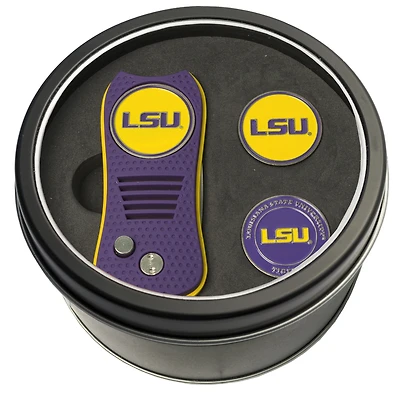 LSU Tigers Divot Tool & Ball Markers Personalized Tin Gift Set