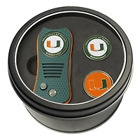 Miami Hurricanes Divot Tool & Ball Markers Personalized Tin Gift Set