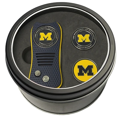 Michigan Wolverines Divot Tool & Ball Markers Personalized Tin Gift Set