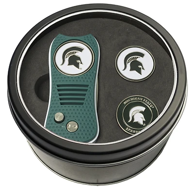 Michigan State Spartans Divot Tool & Ball Markers Personalized Tin Gift Set