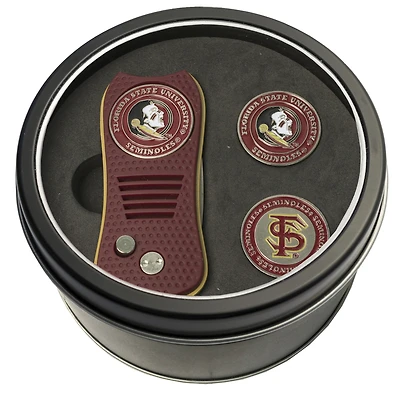 Florida State Seminoles Divot Tool & Ball Markers Personalized Tin Gift Set