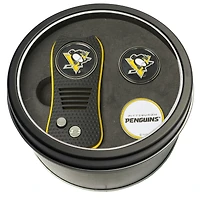 Pittsburgh Penguins Divot Tool & Ball Markers Personalized Tin Gift Set