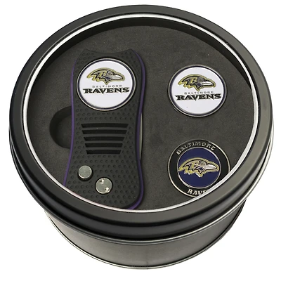 Baltimore Ravens Divot Tool & Ball Markers Personalized Tin Gift Set