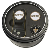 New Orleans Saints Divot Tool & Ball Markers Personalized Tin Gift Set