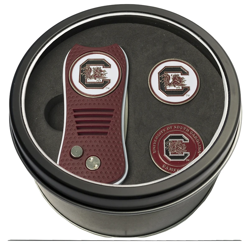 South Carolina Gamecocks Divot Tool & Ball Markers Personalized Tin Gift Set