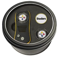 Pittsburgh Steelers Divot Tool & Ball Markers Personalized Tin Gift Set