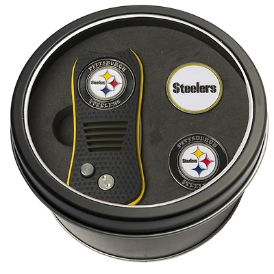 Pittsburgh Steelers Divot Tool & Ball Markers Personalized Tin Gift Set