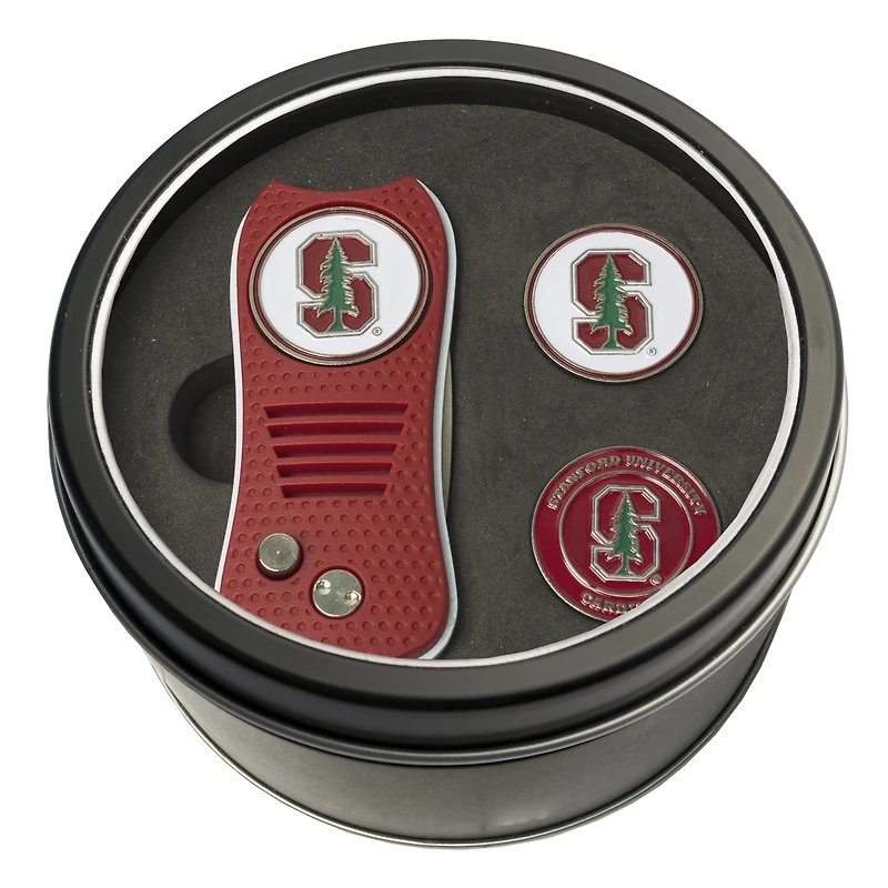 Stanford Cardinal Divot Tool & Ball Markers Personalized Tin Gift Set