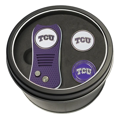 TCU Horned Frogs Divot Tool & Ball Markers Personalized Tin Gift Set
