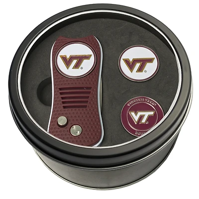 Virginia Tech Hokies Divot Tool & Ball Markers Personalized Tin Gift Set