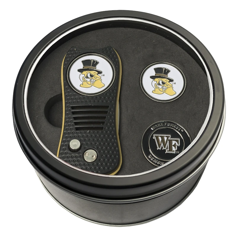 Wake Forest Demon Deacons Divot Tool & Ball Markers Personalized Tin Gift Set