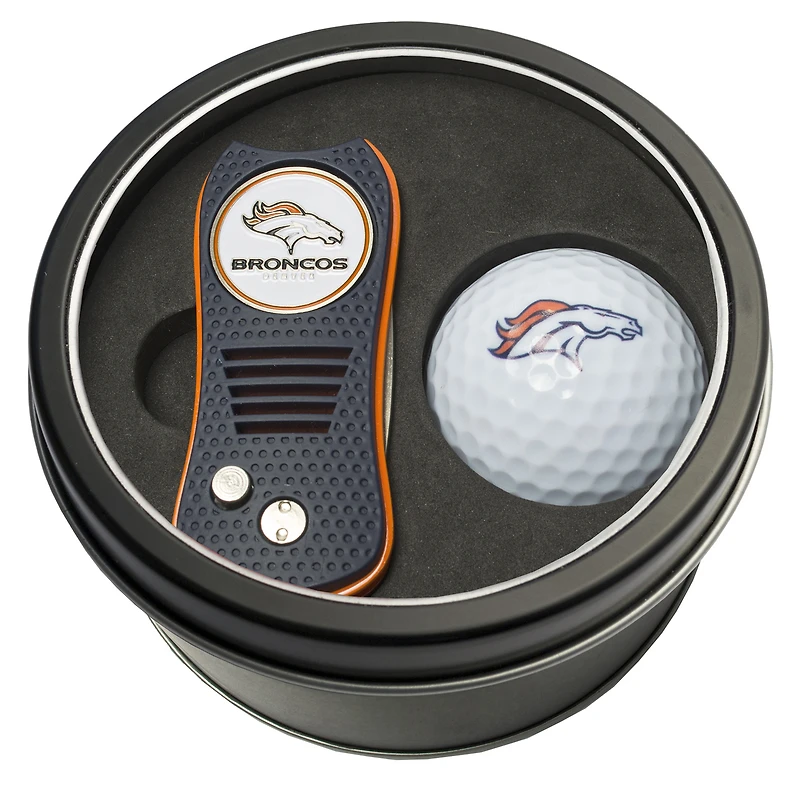 Denver Broncos Divot Tool & Golf Ball Personalized Tin Gift Set