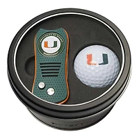 Miami Hurricanes Divot Tool & Golf Ball Personalized Tin Gift Set