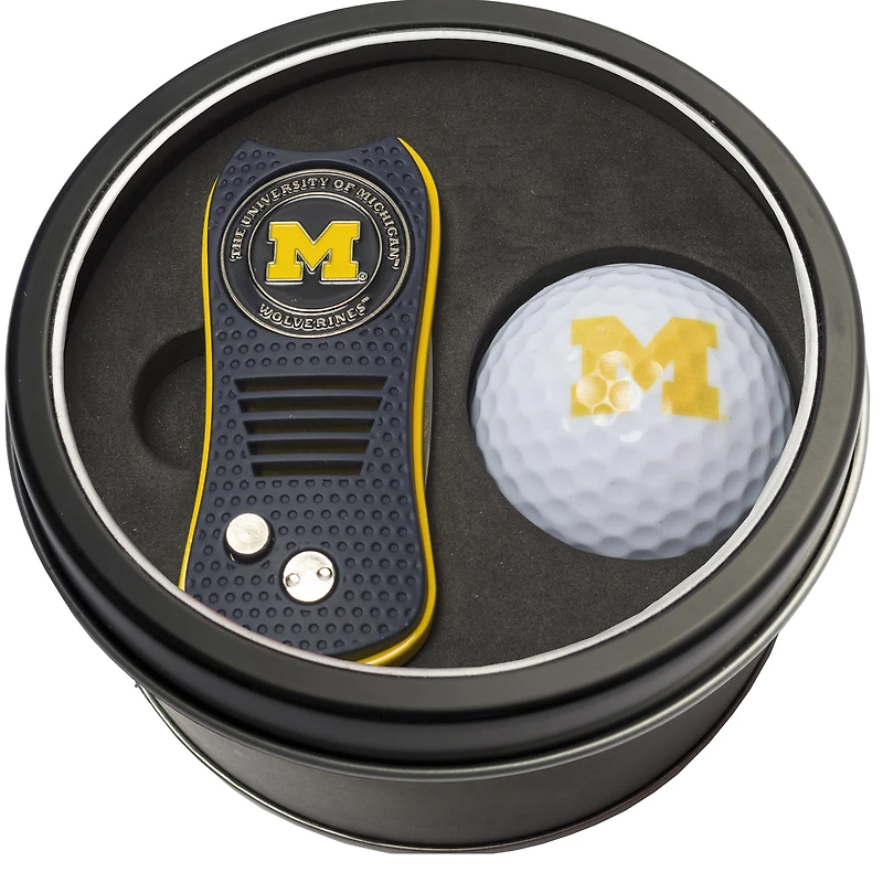 Michigan Wolverines Divot Tool & Golf Ball Personalized Tin Gift Set