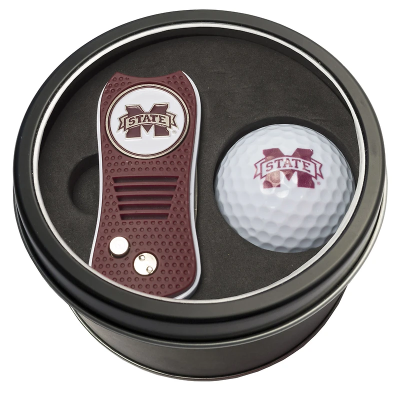 Mississippi State Bulldogs Divot Tool & Golf Ball Personalized Tin Gift Set