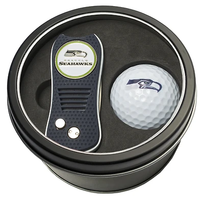 Seattle Seahawks Divot Tool & Golf Ball Personalized Tin Gift Set