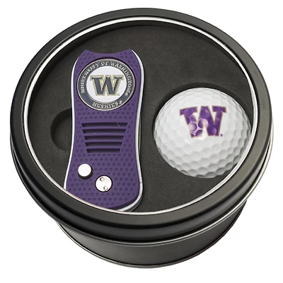 Washington Huskies Divot Tool & Golf Ball Personalized Tin Gift Set