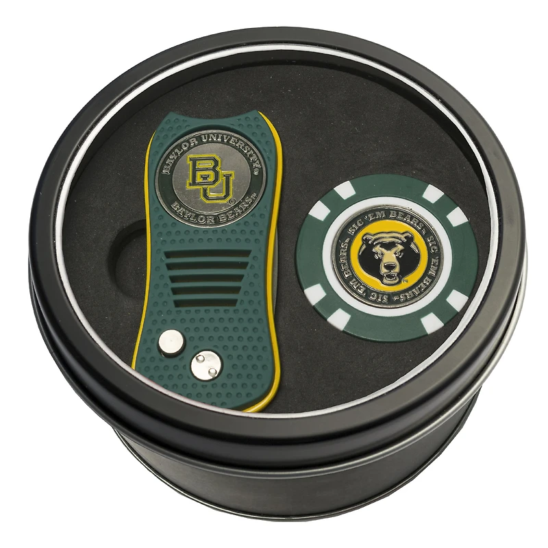 Baylor Bears Divot Tool & Golf Chip Personalized Tin Gift Set