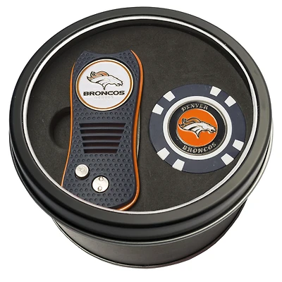 Denver Broncos Divot Tool & Golf Chip Personalized Tin Gift Set