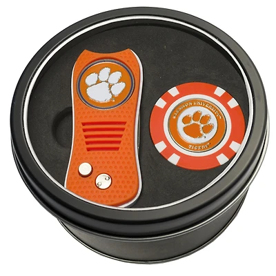 Clemson Tigers Divot Tool & Golf Chip Personalized Tin Gift Set