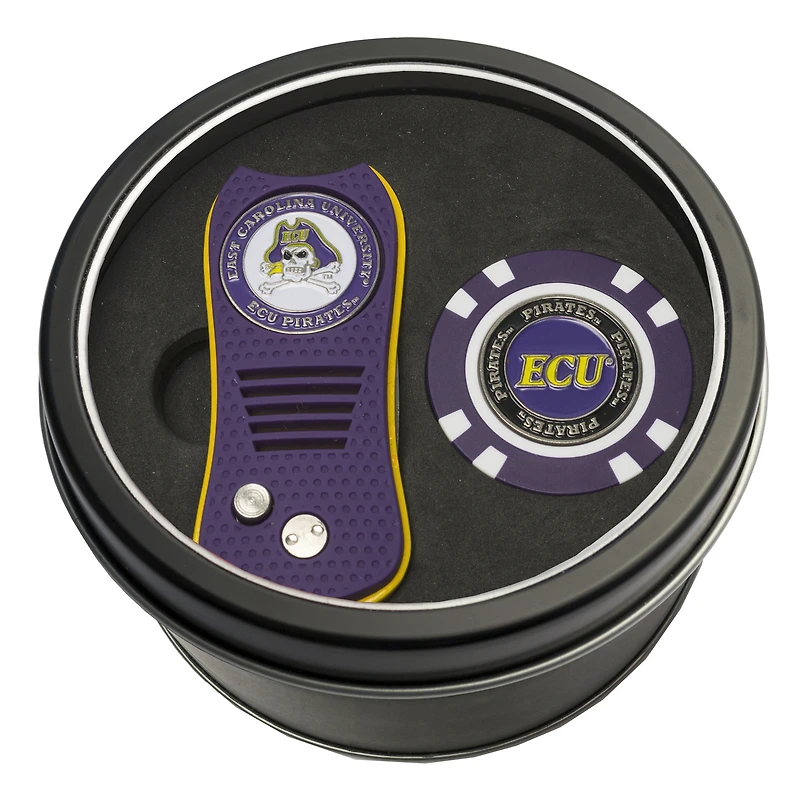ECU Pirates Divot Tool & Golf Chip Personalized Tin Gift Set
