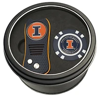Illinois Fighting Illini Divot Tool & Golf Chip Personalized Tin Gift Set