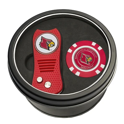Louisville Cardinals Divot Tool & Golf Chip Personalized Tin Gift Set