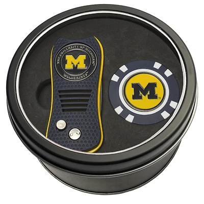 Michigan Wolverines Divot Tool & Golf Chip Personalized Tin Gift Set