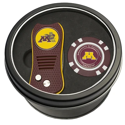 Minnesota Golden Gophers Divot Tool & Golf Chip Personalized Tin Gift Set