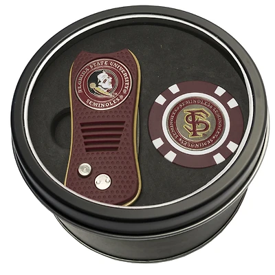 Florida State Seminoles Divot Tool & Golf Chip Personalized Tin Gift Set