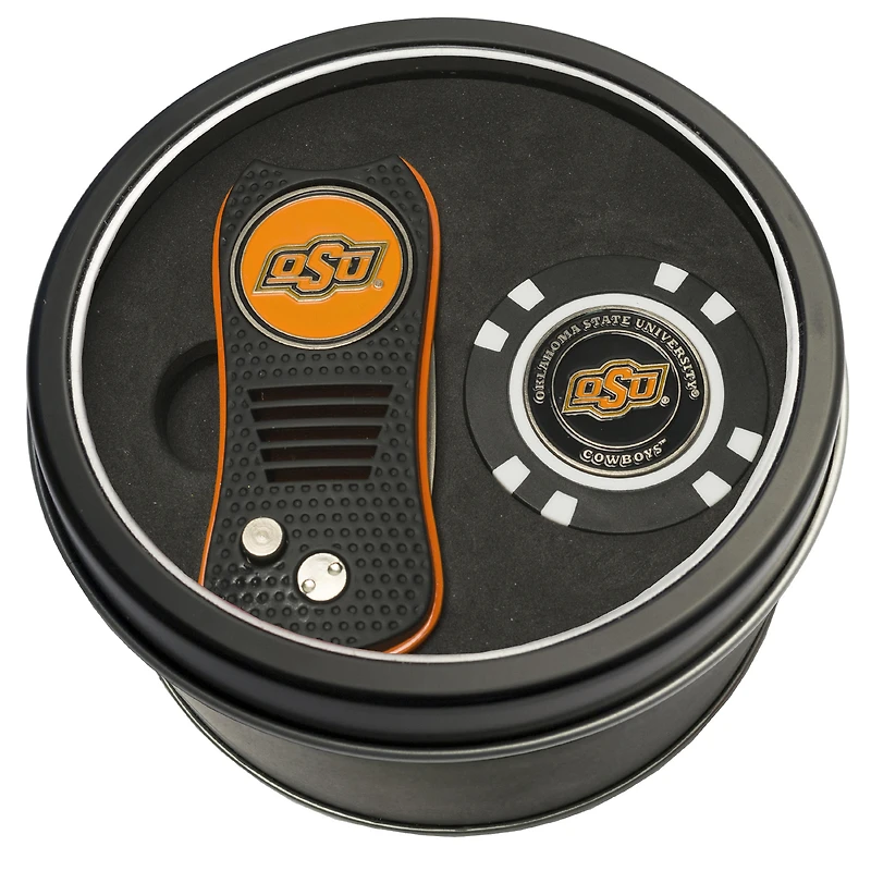 Oklahoma State Cowboys Divot Tool & Golf Chip Personalized Tin Gift Set