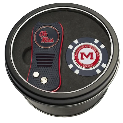 Ole Miss Rebels Divot Tool & Golf Chip Personalized Tin Gift Set
