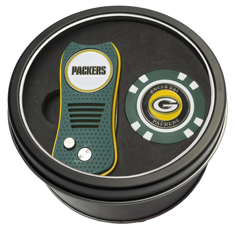 Green Bay Packers Divot Tool & Golf Chip Personalized Tin Gift Set