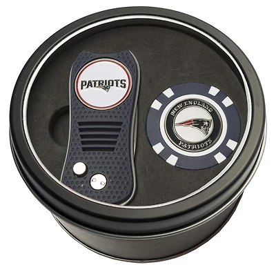 New England Patriots Divot Tool & Golf Chip Personalized Tin Gift Set