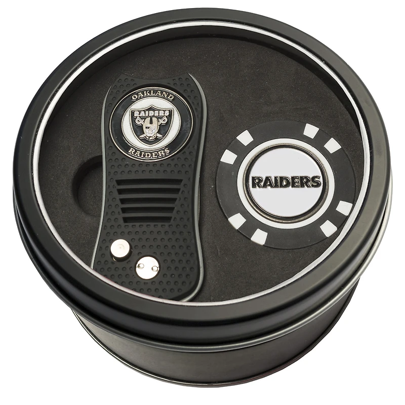 Las Vegas Raiders Divot Tool & Golf Chip Personalized Tin Gift Set