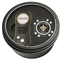 New Orleans Saints Divot Tool & Golf Chip Personalized Tin Gift Set