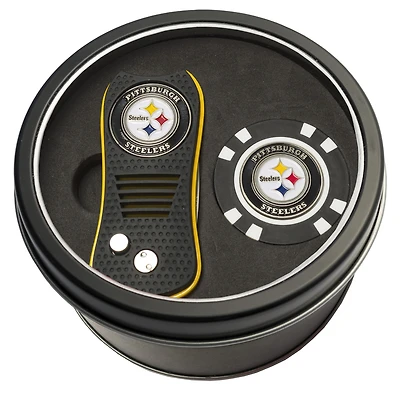 Pittsburgh Steelers Divot Tool & Golf Chip Personalized Tin Gift Set