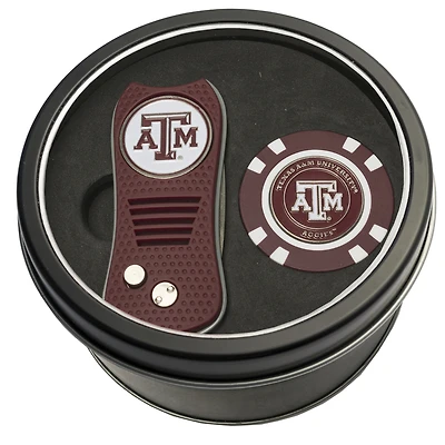 Texas A&M Aggies Divot Tool & Golf Chip Personalized Tin Gift Set
