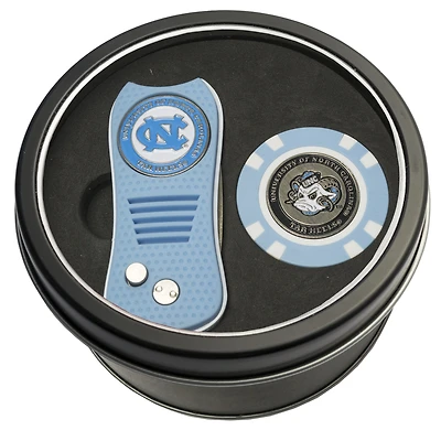 North Carolina Tar Heels Divot Tool & Golf Chip Personalized Tin Gift Set
