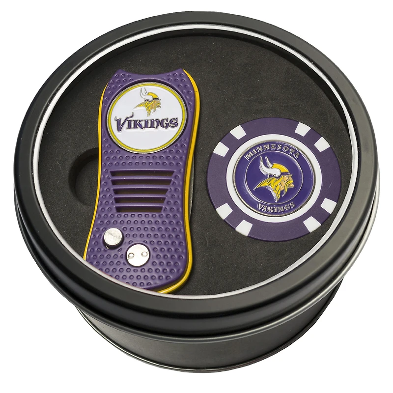 Minnesota Vikings Divot Tool & Golf Chip Personalized Tin Gift Set