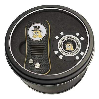 Wake Forest Demon Deacons Divot Tool & Golf Chip Personalized Tin Gift Set
