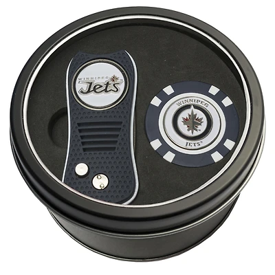 Winnipeg Jets Divot Tool & Golf Chip Personalized Tin Gift Set