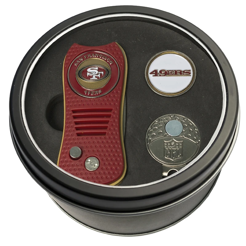 San Francisco 49ers Divot Tool Ball Marker & Cap Clip Personalized Tin Gift Set