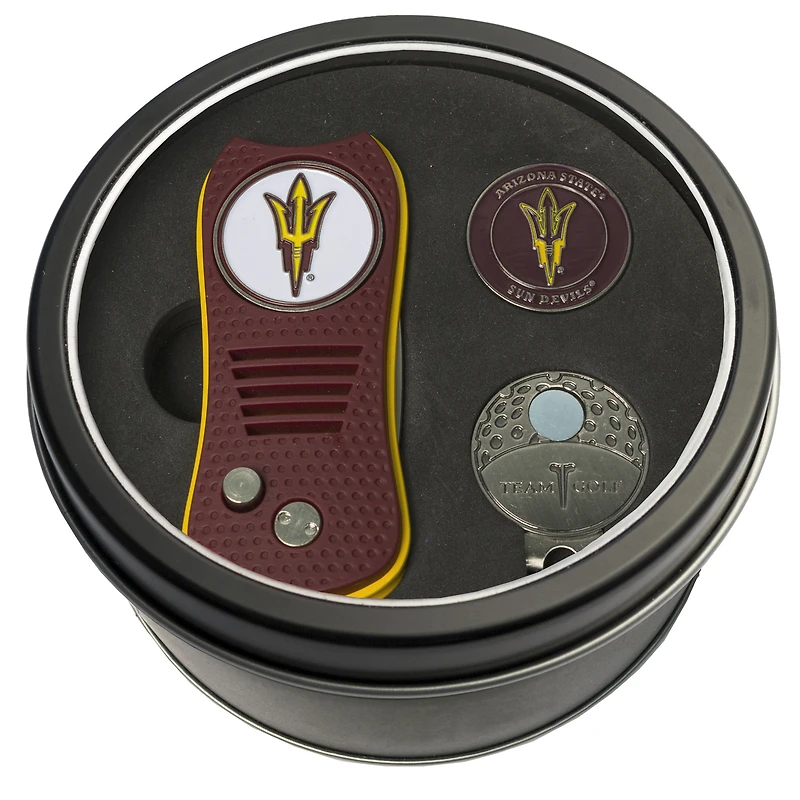 Arizona State Sun Devils Divot Tool Ball Marker & Cap Clip Personalized Tin Gift Set