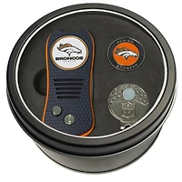Denver Broncos Divot Tool Ball Marker & Cap Clip Personalized Tin Gift Set
