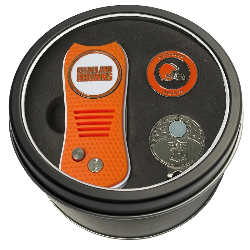 Cleveland Browns Divot Tool Ball Marker & Cap Clip Personalized Tin Gift Set
