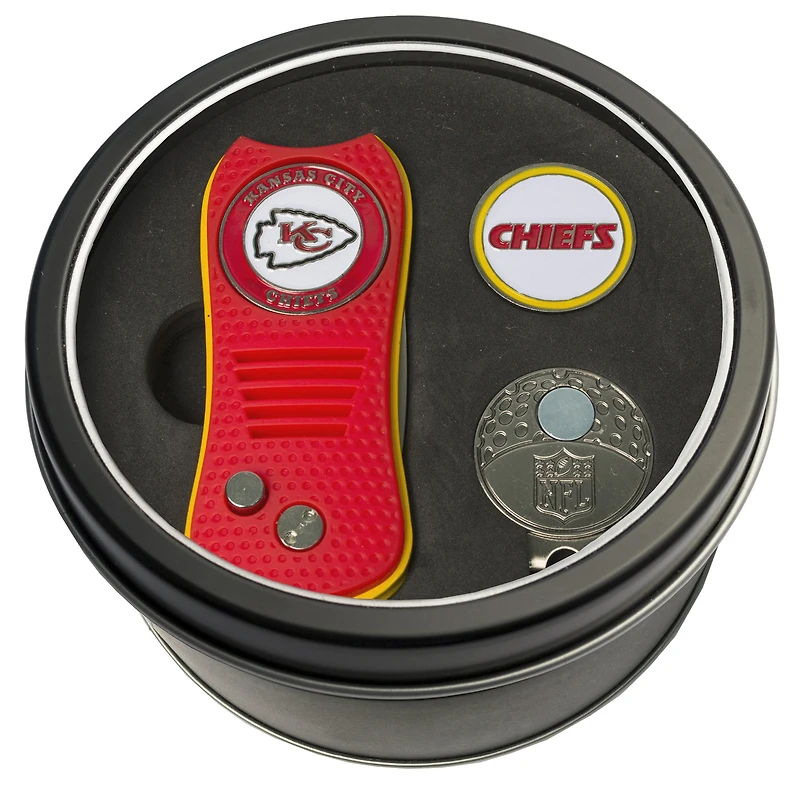Kansas City Chiefs Divot Tool Ball Marker & Cap Clip Personalized Tin Gift Set