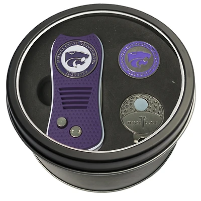 Kansas State Wildcats Divot Tool Ball Marker & Cap Clip Personalized Tin Gift Set
