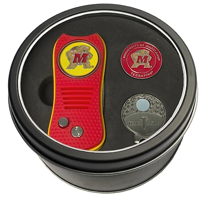 Maryland Terrapins Divot Tool Ball Marker & Cap Clip Personalized Tin Gift Set